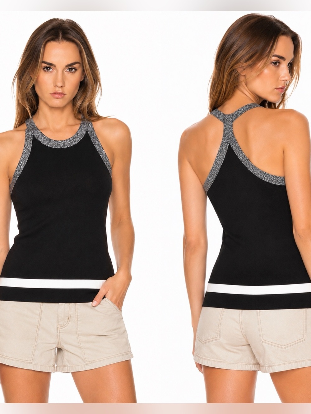 RAG & BONE LUCINE HALTER TOP Black & Gray SIZE MEDIUM EXCELLENT CONDITION